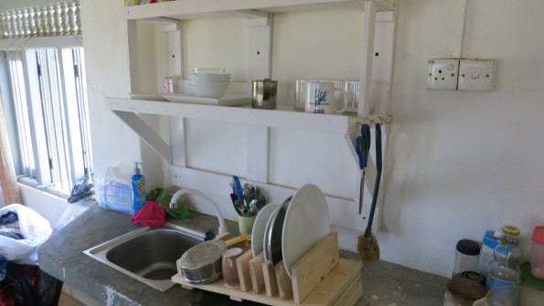 Painted and mounted cabinet and dish dryer