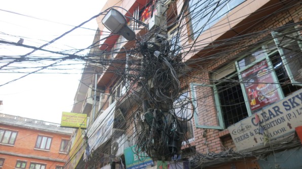 Typical telephone pole wiring