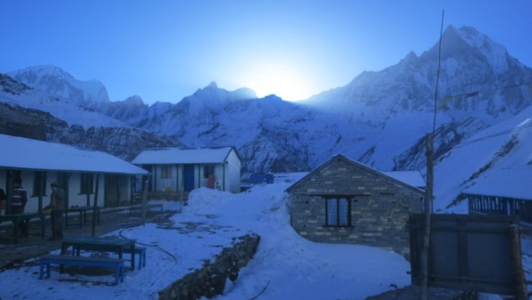 Just before sunrise at Annapurna Base Camp (ABC)