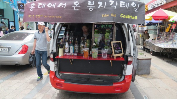 Selling cocktails from a street van
