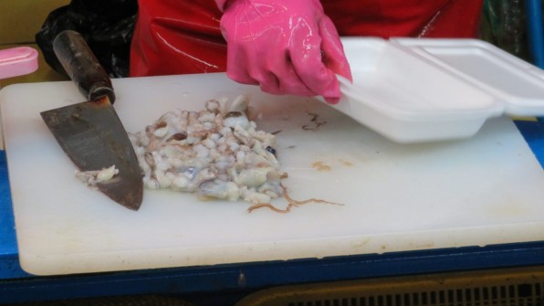 This octopus was still moving after it was chopped up